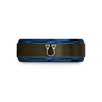 unique daughter present ideas – gunmetal & blue tungsten resistance band handles wedding band