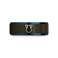 unique daughter present ideas – gunmetal & blue tungsten resistance band handles wedding band