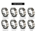 font options for inside engraving on grey daughter heart rings