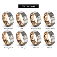 font options for inside engraving on rose gold & gray daughter heart rings