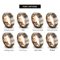 font options for inside engraving on rose gold daughter heart rings