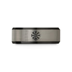 birthday present for her – black & gray tungsten norse compass wedding band
