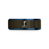 birthday present for daughter – gunmetal & blue tungsten ring stand clamp wedding band