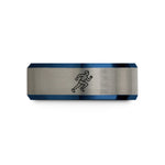 unique presents for her – black & blue & grey tungsten running back sprint wedding band