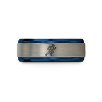 tungsten rings for women – blue & silver tungsten running back sprint wedding band