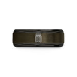 engraved rings for her – gunmetal & black tungsten bass cabinet wedding band