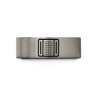personal rings for women – blue & silver tungsten breadboard wedding band