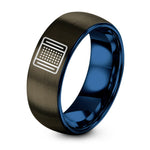 Daughter in Law Gifts – gunmetal & blue tungsten breadboard ring