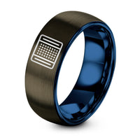 Daughter in Law Gifts – gunmetal & blue tungsten breadboard ring
