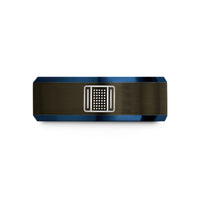special presents for family – gunmetal & blue tungsten breadboard wedding band