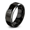Cat Pounce – Tungsten Wedding Band, 8 mm, Silver, Black Comfort-Fit Unisex