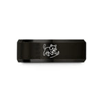 personalized jewelry for her – black & rose gold tungsten cat pounce wedding band