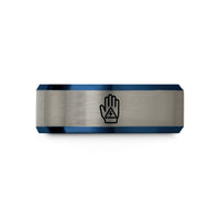 engraved jewelry for women – blue & gray tungsten esd hand wedding band