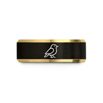 special woman present – black & gold tungsten robin wedding band