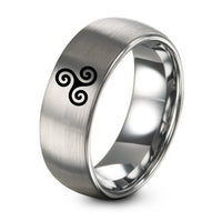 Daughter in Law Gifts – gray tungsten triple spiral triskele ring