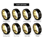 font options for inside engraving on black & gold david candles rings