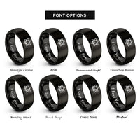 font options for inside engraving on black david shofar rings
