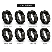 font options for inside engraving on black david shofar rings