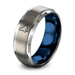 Day Father’s Gift from Daughter – blue & gray tungsten silverstone circuit ring