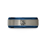 unique present for him – blue & grey tungsten silverstone circuit wedding band