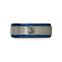 unique present for him – blue & grey tungsten silverstone circuit wedding band