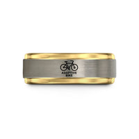 presents for dad son – black & gold & grey tungsten adaptive bike wedding band
