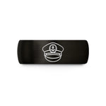 personalized presents for dad – black tungsten captains hat emblem wedding band