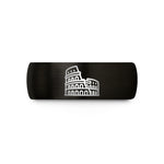 special rings for men – black & gold tungsten colosseum stamp wedding band