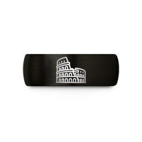special rings for men – black & gold tungsten colosseum stamp wedding band