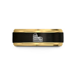 engraved ring for dad – black & gold tungsten colosseum stamp wedding band