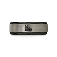 best presents for him – black & gray tungsten colosseum stamp wedding band