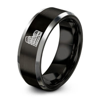 best presents for him – black & silver tungsten colosseum stamp ring
