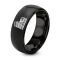 Colosseum Stamp – Tungsten Wedding Band, 8 mm, Black Comfort-Fit Unisex