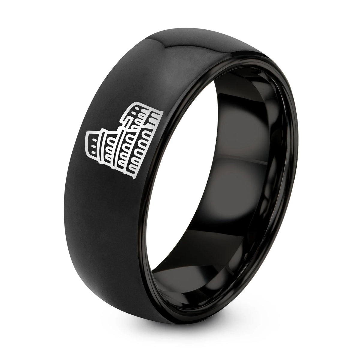 Day Father’s Gift from Son – black tungsten colosseum stamp ring