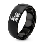 Day Father’s Gift from Son – black tungsten colosseum stamp ring
