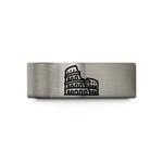 special rings for men – gold & gray tungsten colosseum stamp wedding band