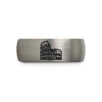 unique presents for dad – gray tungsten colosseum stamp wedding band
