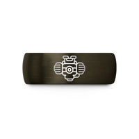personalized presents for dad – gunmetal & black tungsten flat four boxer wedding band