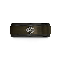 personalized presents for dad – gunmetal & black tungsten flat four boxer wedding band