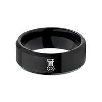 personalized men’s ring – black tungsten bolt nut wedding band