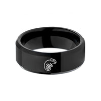 unique presents for him – black tungsten chameleon curled tail wedding band