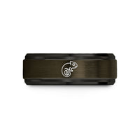 special presents for men – gunmetal & black tungsten chameleon curled tail wedding band