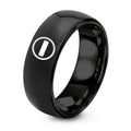 No Entry – Tungsten Wedding Band, 8 mm, Silver, Black Comfort-Fit Unisex