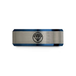 personalized rings for couples – black & blue & silver tungsten uncommon diamond circle wedding band
