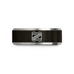 best present for him – black & gray tungsten bacon strip repeat wedding band