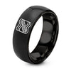 Bacon Strip Repeat – Tungsten Wedding Band, 8 mm, Black Comfort-Fit Unisex