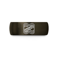 unique present for her – gunmetal & black tungsten bacon strip repeat wedding band