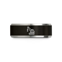 presents for close friends – black & gray tungsten crawler crane wedding band