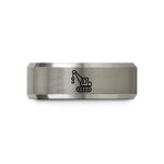 best friend present ideas – black & grey tungsten crawler crane wedding band