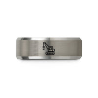 best friend present ideas – black & grey tungsten crawler crane wedding band